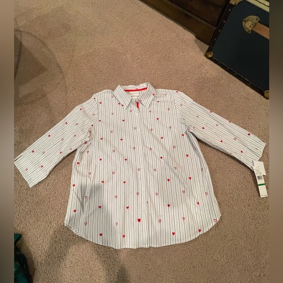 Women's ALFRED DUNNER stripe wild at heart 3/4 sleeves buton down shirt - Picture 5 of 11